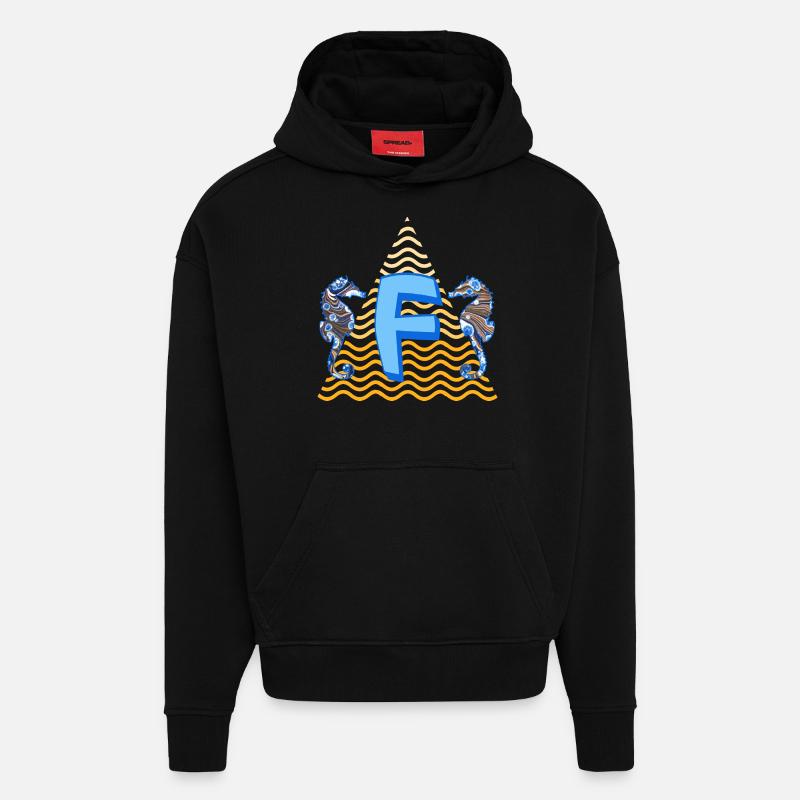 Hippocampe E 262 f - Sweat à capuche bio épais oversize fabriqué en UE - SOLID BLACK