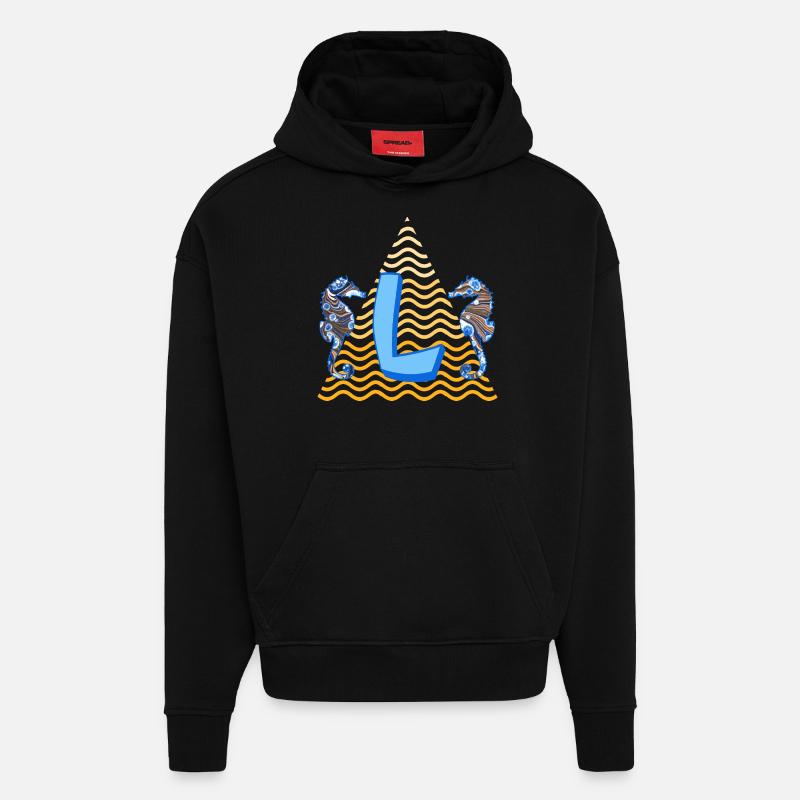 Hippocampe E 262 l - Sweat à capuche bio épais oversize fabriqué en UE - SOLID BLACK