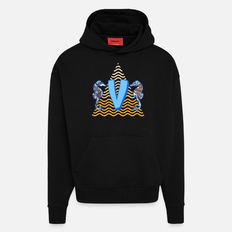 Seahorse E 262 V - Sweat à capuche bio épais oversize fabriqué en UE - SOLID BLACK