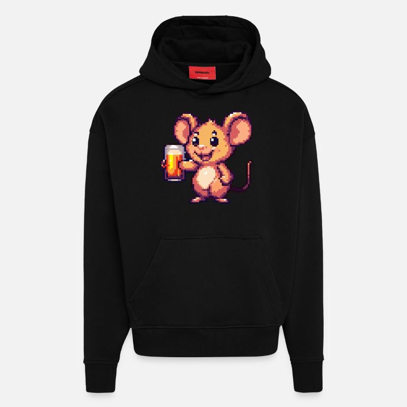 Maus Pixel Bier - Hoodie- made by SPREAD  - SOLID BLACK