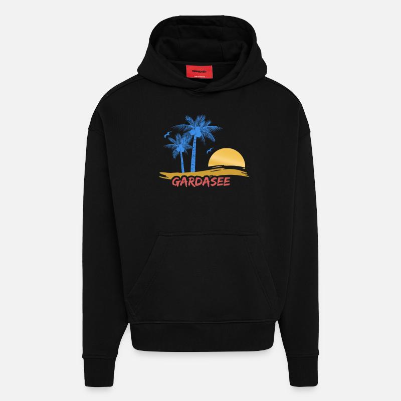 Lac de Garde - Sweat à capuche bio épais oversize fabriqué en UE - SOLID BLACK