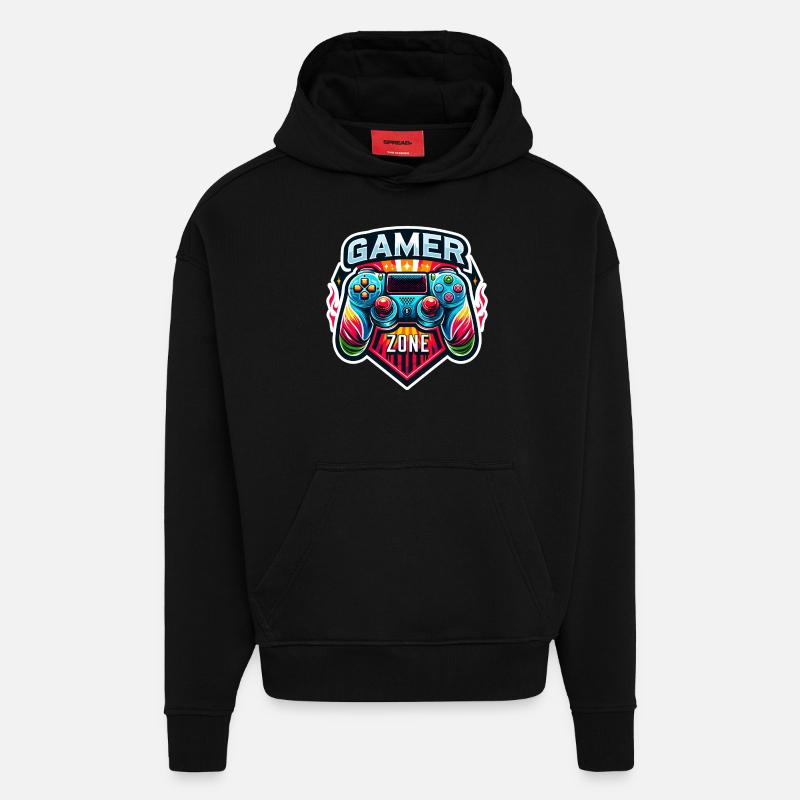 Gamer Zone - Controller Illustration - Hoodie- made by SPREAD  - SOLID BLACK