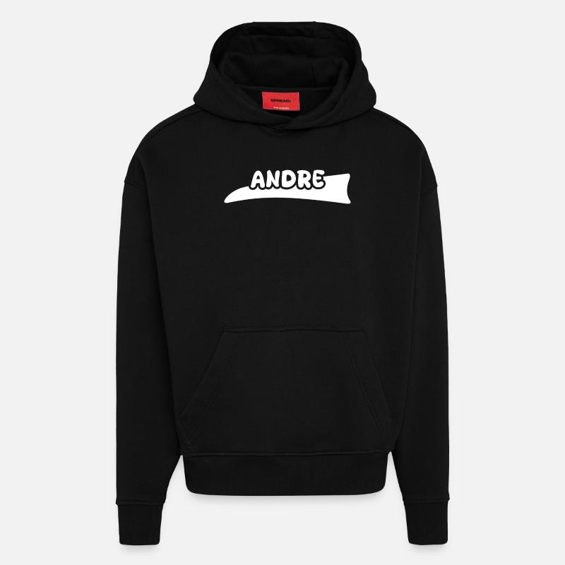 Prénom André - Sweat à capuche bio épais oversize fabriqué en UE - SOLID BLACK