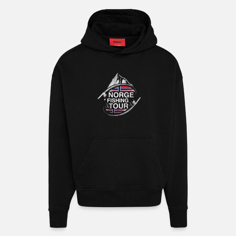 Tour de pêche de Norge - Sweat à capuche bio épais oversize fabriqué en UE - SOLID BLACK
