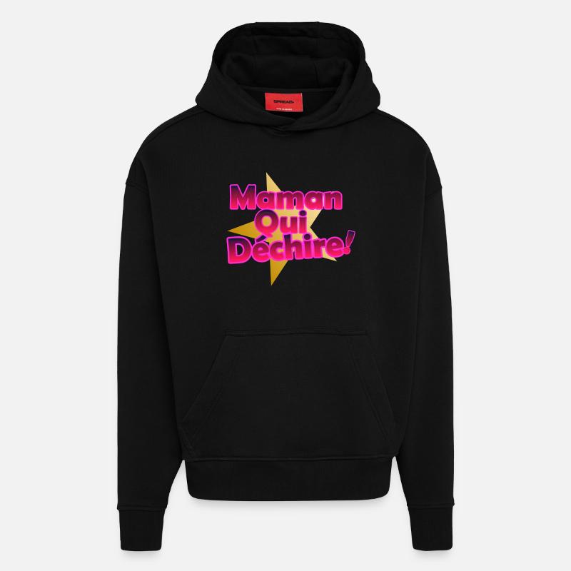 Maman Qui Déchire - Sweat à capuche bio épais oversize fabriqué en UE - SOLID BLACK