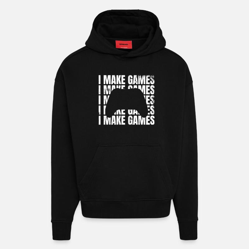 I develop games - Hoodie- made by SPREAD  - SOLID BLACK