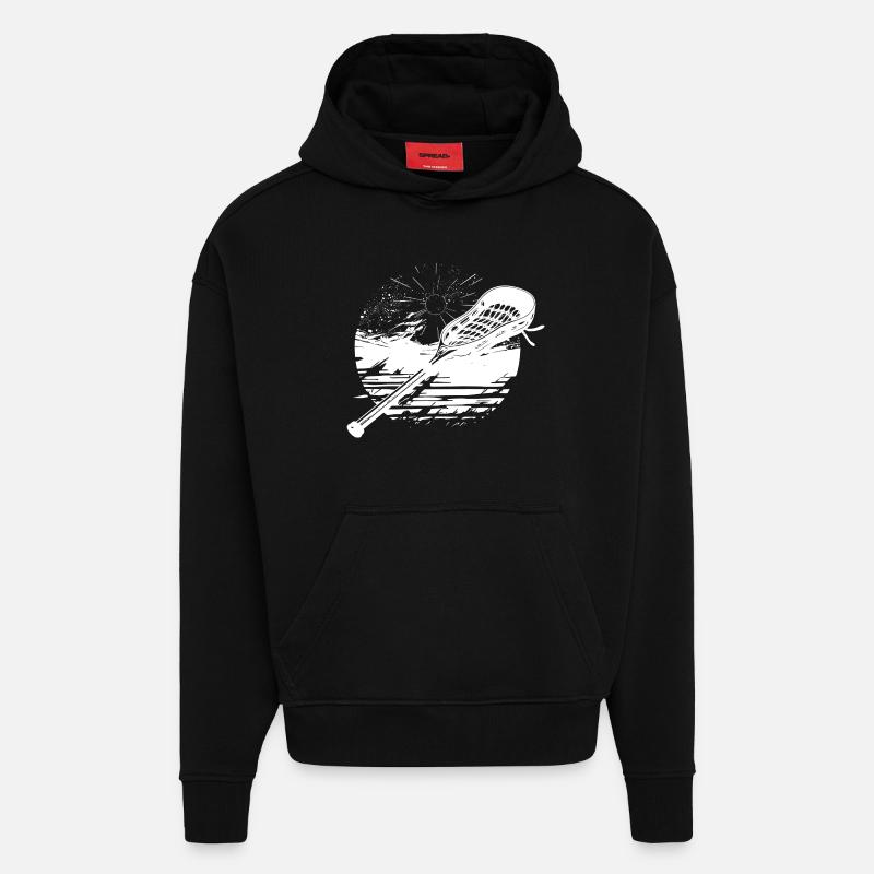 Graphique du bâton de crosse - Sweat à capuche bio épais oversize fabriqué en UE - SOLID BLACK