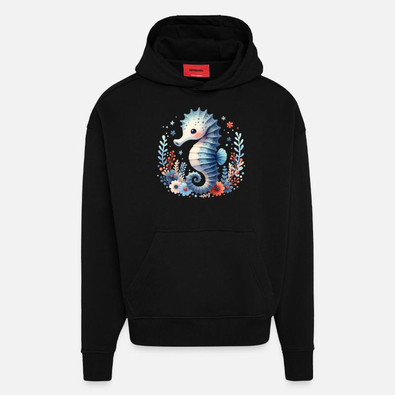 Seepferd Seepferdchen - Hoodie- made by SPREAD  - SOLID BLACK