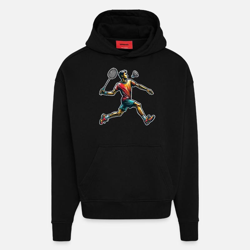 Badminton - Sweat à capuche bio épais oversize fabriqué en UE - SOLID BLACK
