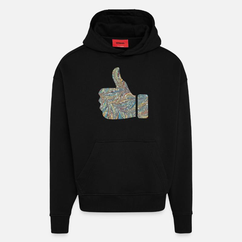 handzeichen like e 201 - Hoodie- made by SPREAD  - SOLID BLACK
