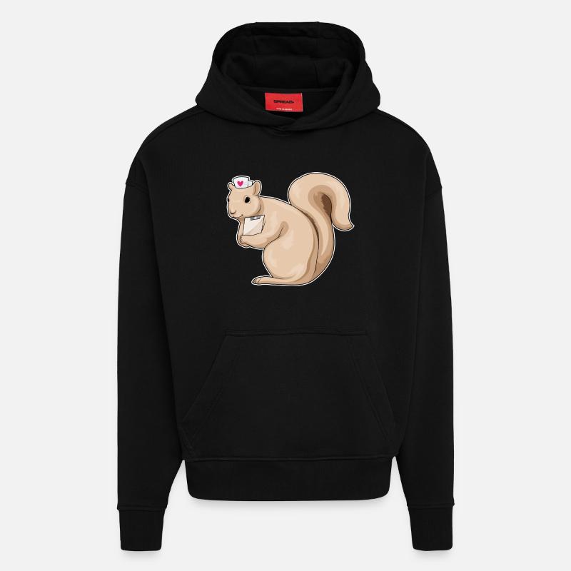 Cœur d’écureuil nourrice - Sweat à capuche bio épais oversize fabriqué en UE - SOLID BLACK