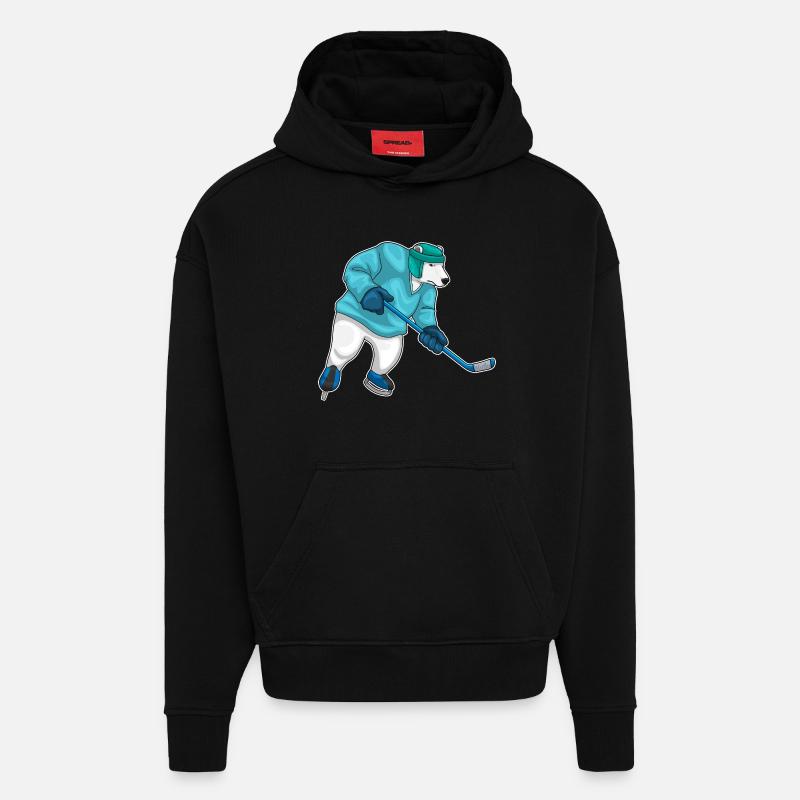 Eisbär Eishockey Eishockeyschläger - Hoodie- made by SPREAD  - SOLID BLACK
