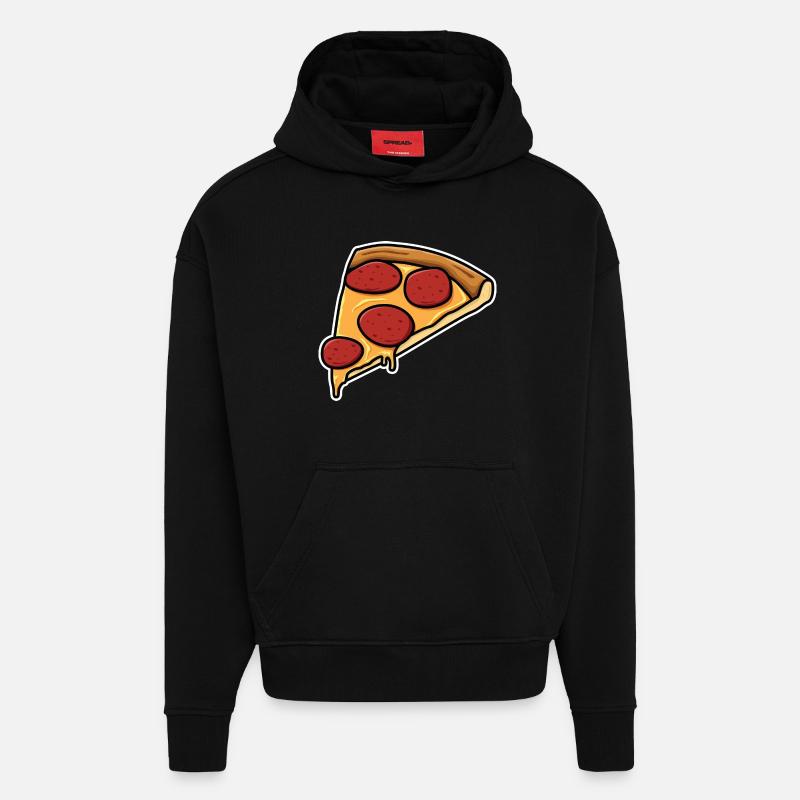 Tranche de pizza - Sweat à capuche bio épais oversize fabriqué en UE - SOLID BLACK