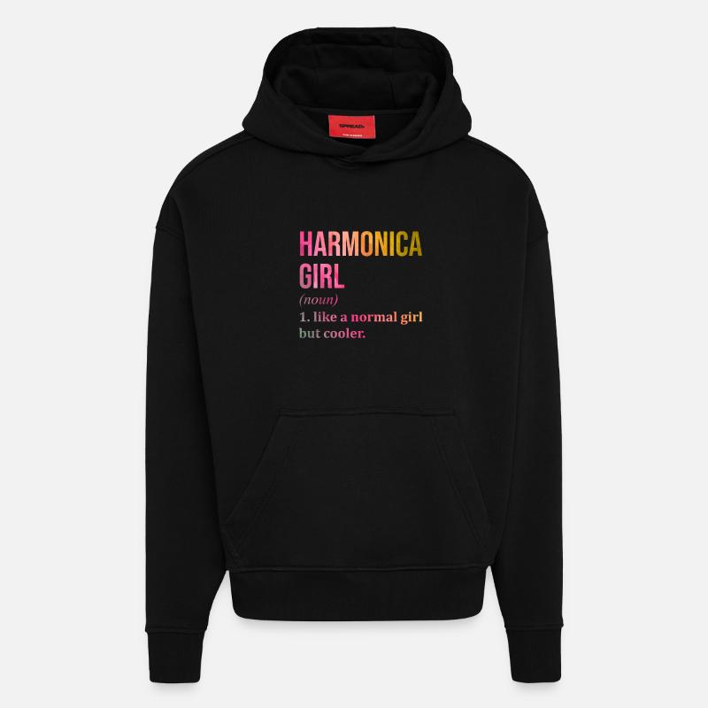 harmonica - Sweat à capuche bio épais oversize fabriqué en UE - SOLID BLACK