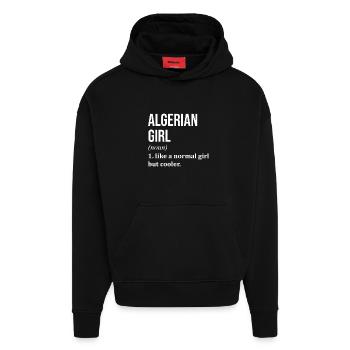 Algérie - Sweat à capuche bio épais oversize fabriqué en UE - SOLID BLACK - Devant
