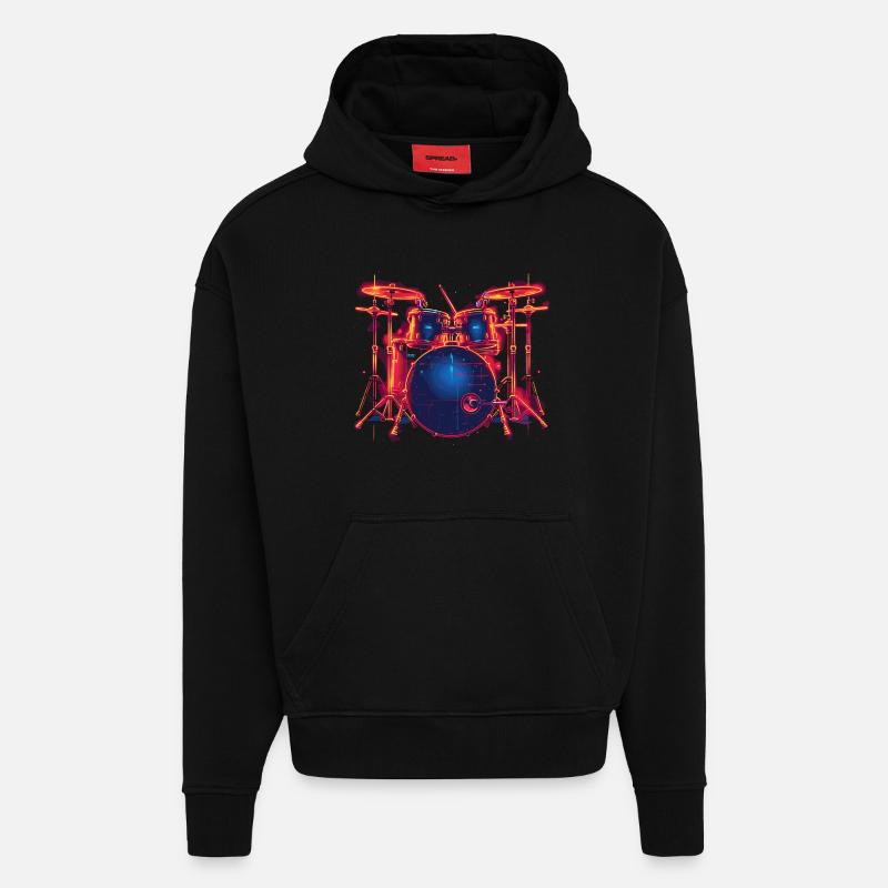 Piège style rétro - Sweat à capuche bio épais oversize fabriqué en UE - SOLID BLACK