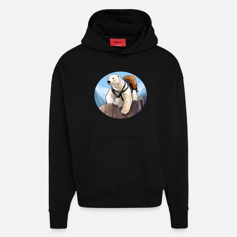 Eisbären Wandern / Bergsteiger Eisbär - Hoodie- made by SPREAD - SOLID BLACK