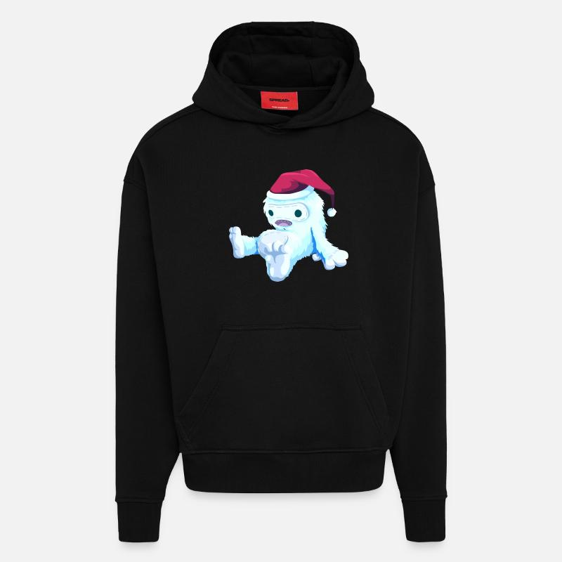Poupée de Noël - Sweat à capuche bio épais oversize fabriqué en UE - SOLID BLACK