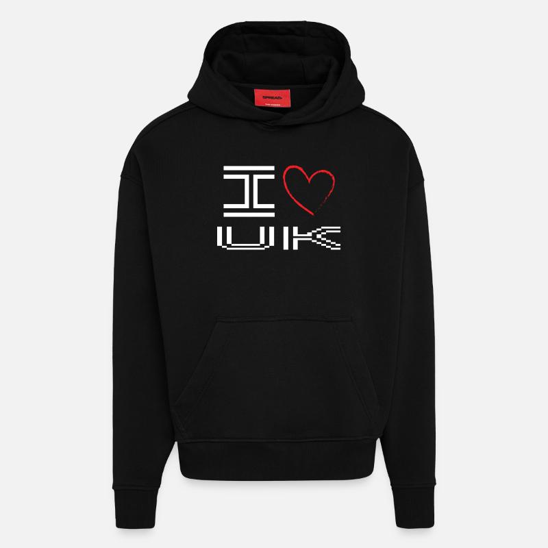 Conception d’amour de cœur pixélisé - Sweat à capuche bio épais oversize fabriqué en UE - SOLID BLACK