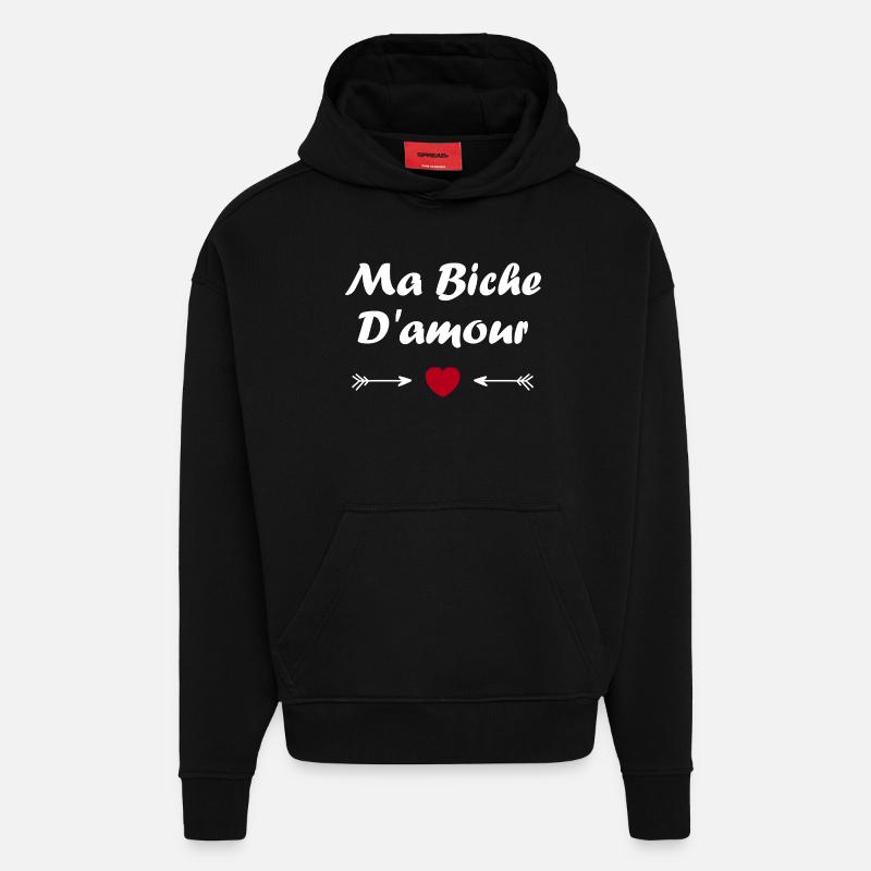 biche - Sweat à capuche bio épais oversize fabriqué en UE - SOLID BLACK