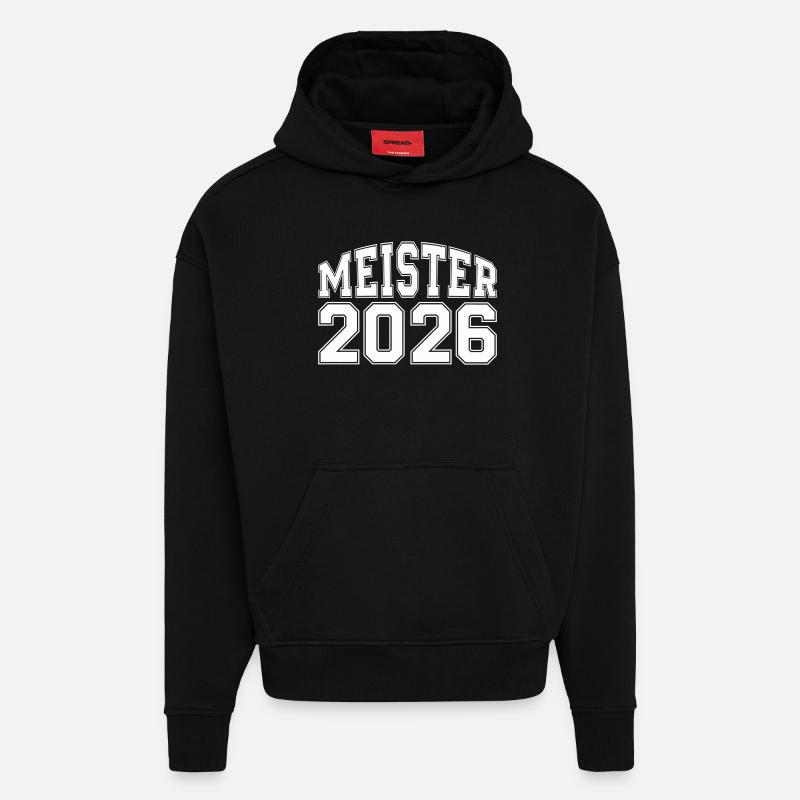 Champion 2026 Logo - Sweat à capuche bio épais oversize fabriqué en UE - SOLID BLACK