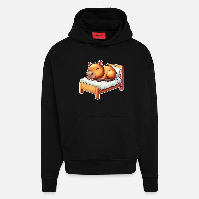 Capybara Schlafen - Hoodie- made by SPREAD  - SOLID BLACK