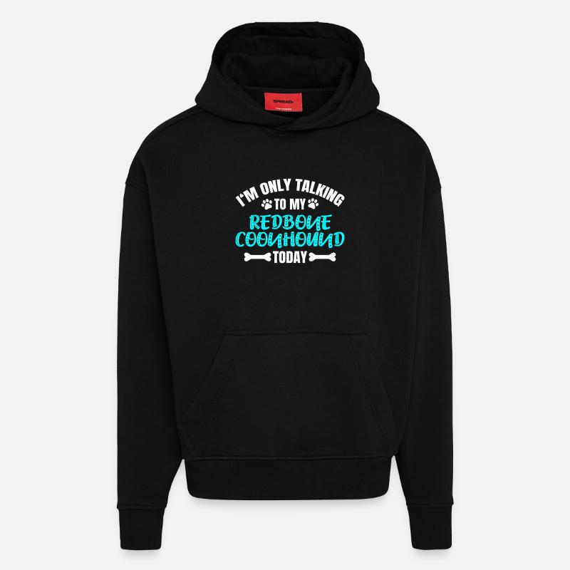 Redbone Coonhound - Sweat à capuche bio épais oversize fabriqué en UE - SOLID BLACK