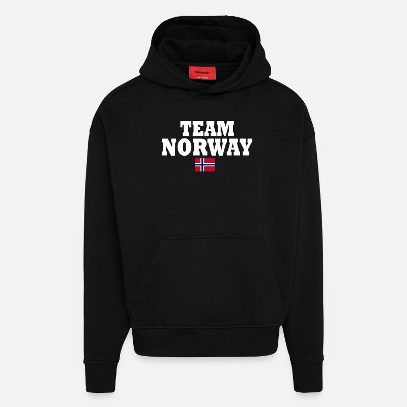 Team norway - Sweat à capuche bio épais oversize fabriqué en UE - SOLID BLACK