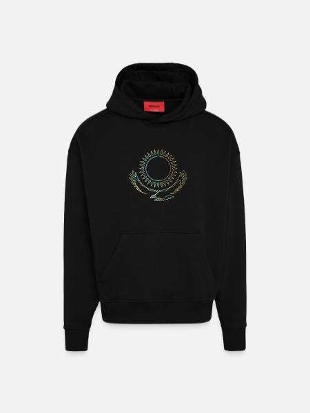 Kazakhstan Adler noble - Hoodie- made by SPREAD  - SOLID BLACK