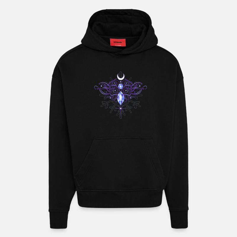Déesse des neiges flocon de neige - Sweat à capuche bio épais oversize fabriqué en UE - SOLID BLACK