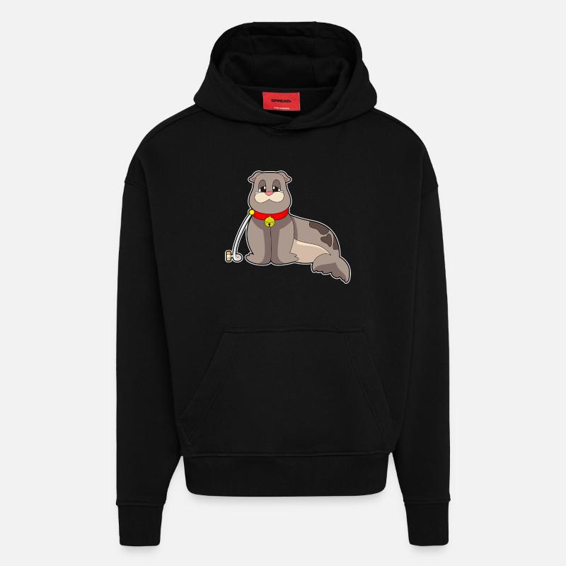 Collier de sceau - Sweat à capuche bio épais oversize fabriqué en UE - SOLID BLACK