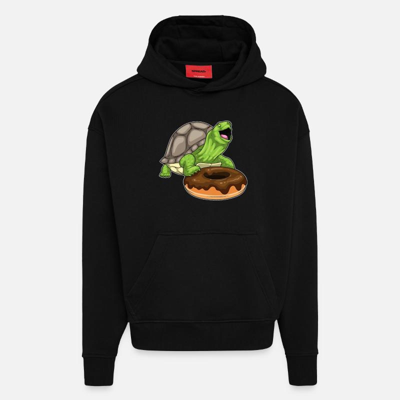 Turtle Donut - Hoodie- made by SPREAD  - SOLID BLACK