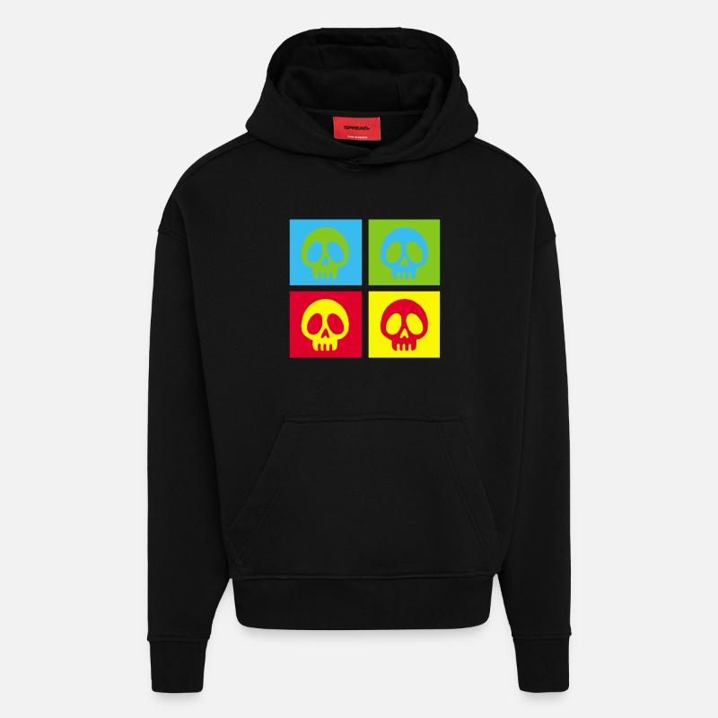 Pop art manga skull - Hoodie- made by SPREAD  - SOLID BLACK
