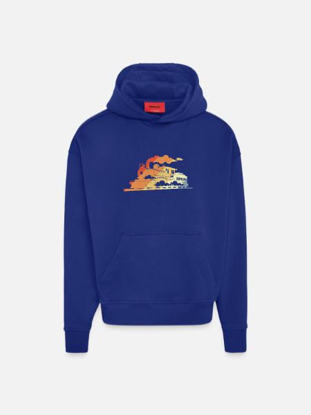 Dampflokomotive Retro Stil - Hoodie- made by SPREAD  - SOLID BLACK