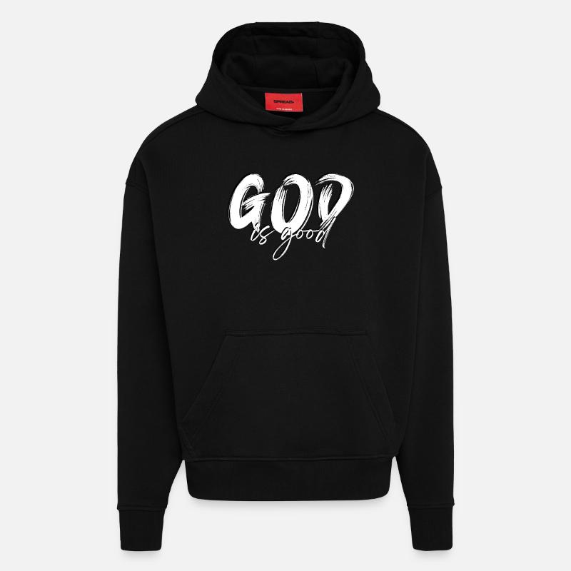 Dieu est bon - Design chrétien - Sweat à capuche bio épais oversize fabriqué en UE - SOLID BLACK