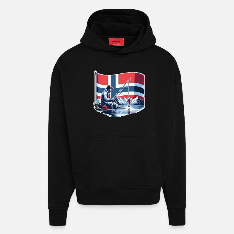 Norwegen Angeln Boot - Hoodie- made by SPREAD  - SOLID BLACK