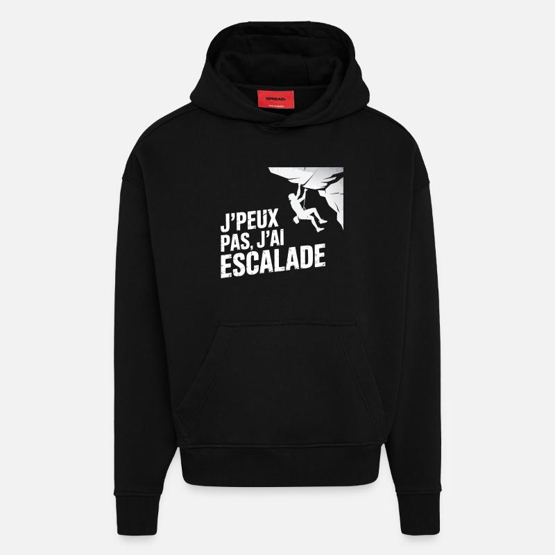 j'peux pas j'ai escalade - Sweat à capuche bio épais oversize fabriqué en UE - SOLID BLACK