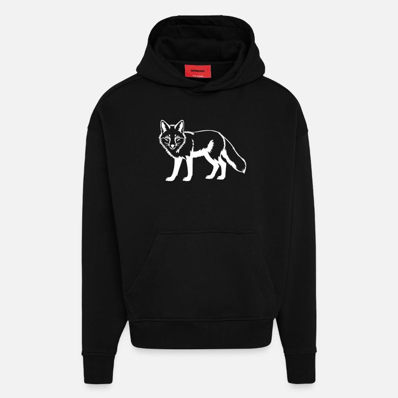 Blanc renard blanc - Sweat à capuche bio épais oversize fabriqué en UE - SOLID BLACK