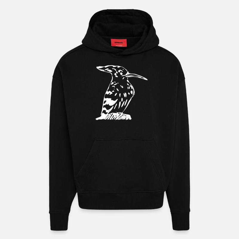 Oiseau Hoopoe-like - Sweat à capuche bio épais oversize fabriqué en UE - SOLID BLACK