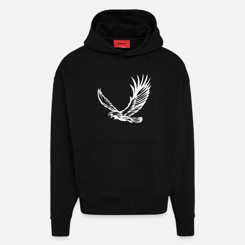 Aigle en vol - Design - Sweat à capuche bio épais oversize fabriqué en UE - SOLID BLACK