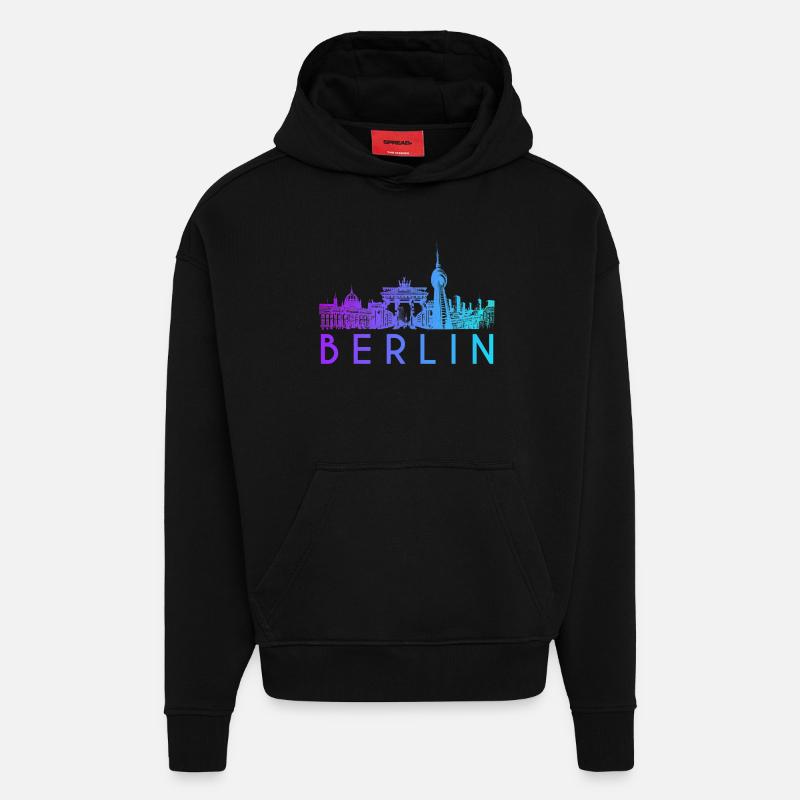 Horizon de Berlin - Sweat à capuche bio épais oversize fabriqué en UE - SOLID BLACK