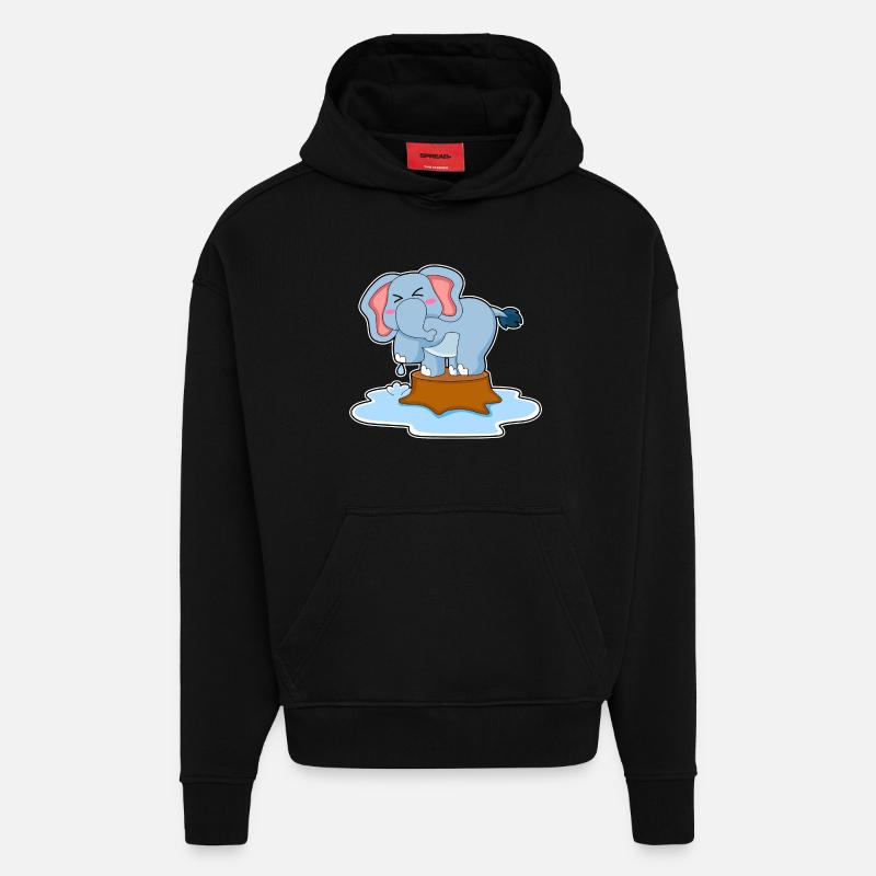 Elefant Wasser - Hoodie- made by SPREAD  - SOLID BLACK