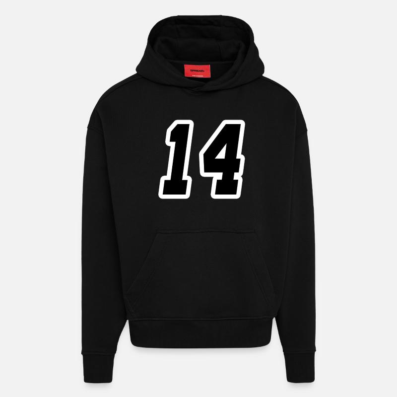 Nummer vierzehn 14 - Hoodie- made by SPREAD  - SOLID BLACK