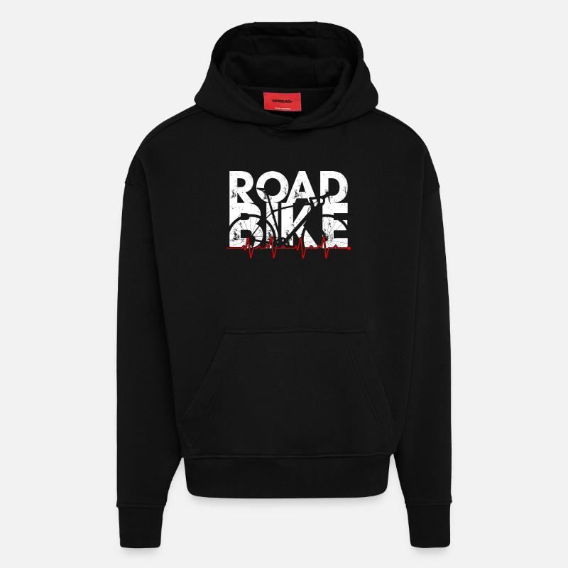 Vélo de route Heartbeat Sprint - Sweat à capuche bio épais oversize fabriqué en UE - SOLID BLACK