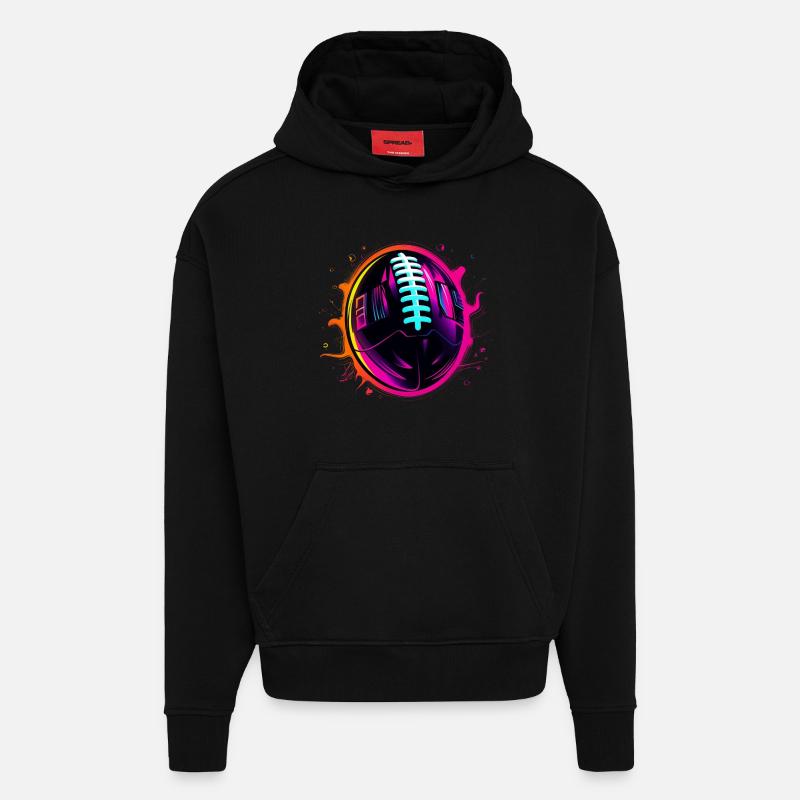 Ballon de football américain Steamwave - Sweat à capuche bio épais oversize fabriqué en UE - SOLID BLACK