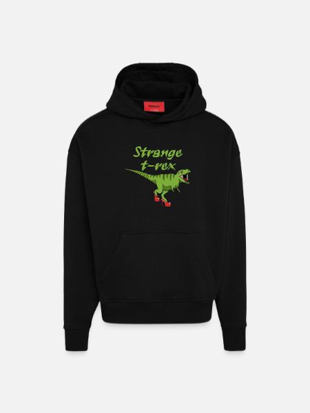étrange tyrannosaure - Sweat à capuche bio épais oversize fabriqué en UE - SOLID BLACK