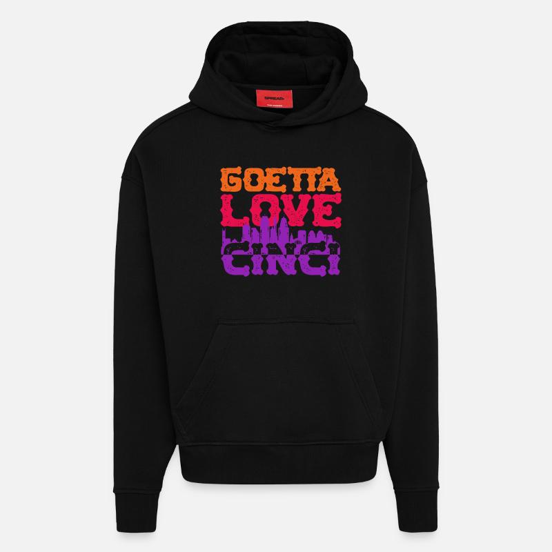 Saucisse Goetta Love Cinci - Sweat à capuche bio épais oversize fabriqué en UE - SOLID BLACK