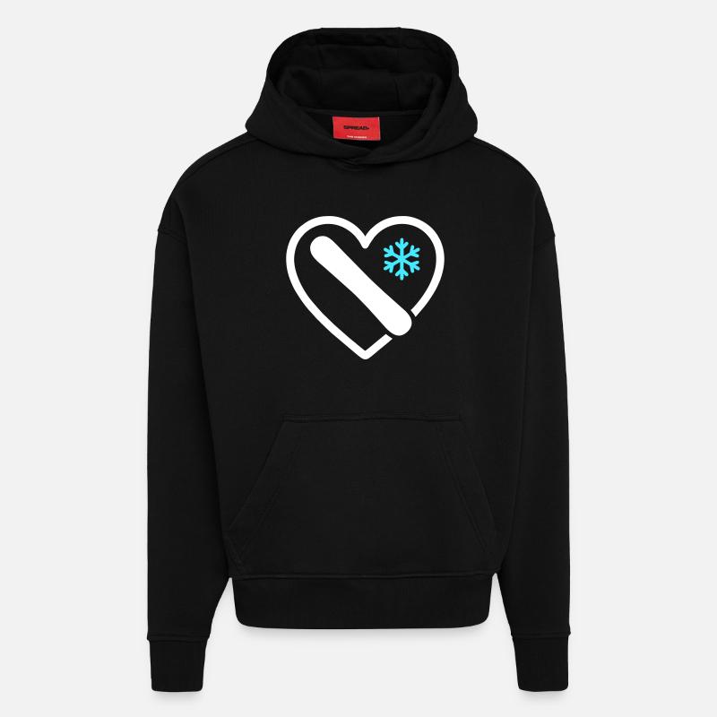 Snowboard Heart Mountain Winter Geschenk - Hoodie- made by SPREAD - SOLID BLACK