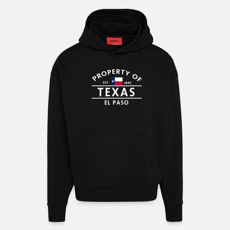 Propriété du Texas El Paso - Sweat à capuche bio épais oversize fabriqué en UE - SOLID BLACK