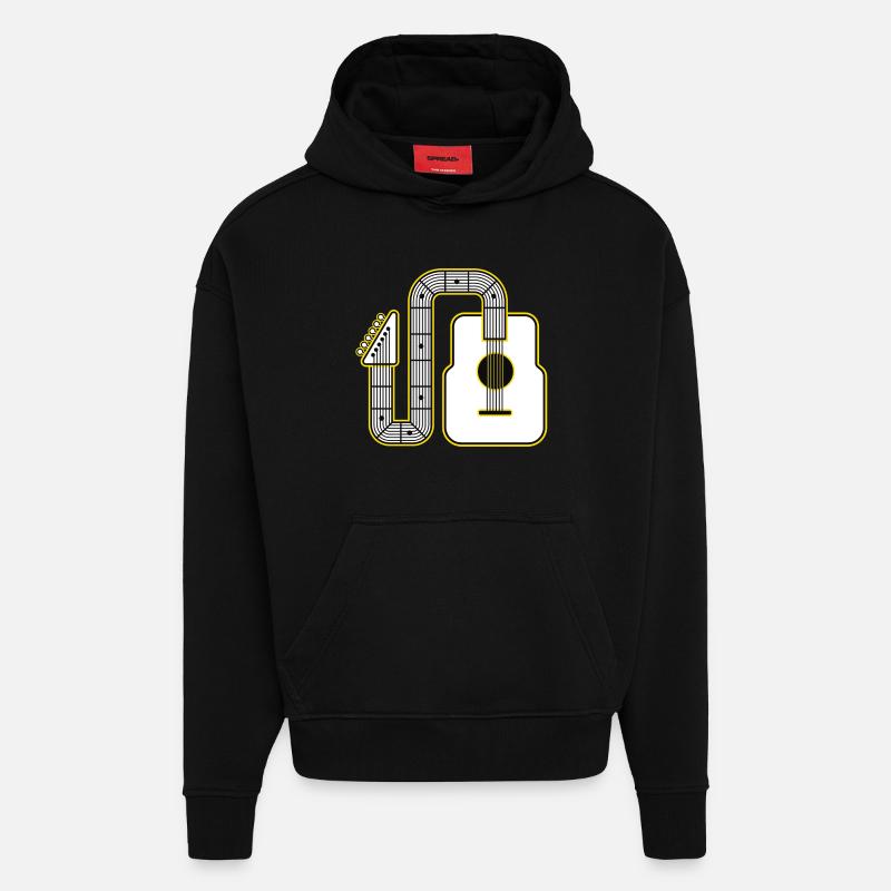 Abstrakte Gitarrenkunst - Hoodie- made by SPREAD  - SOLID BLACK